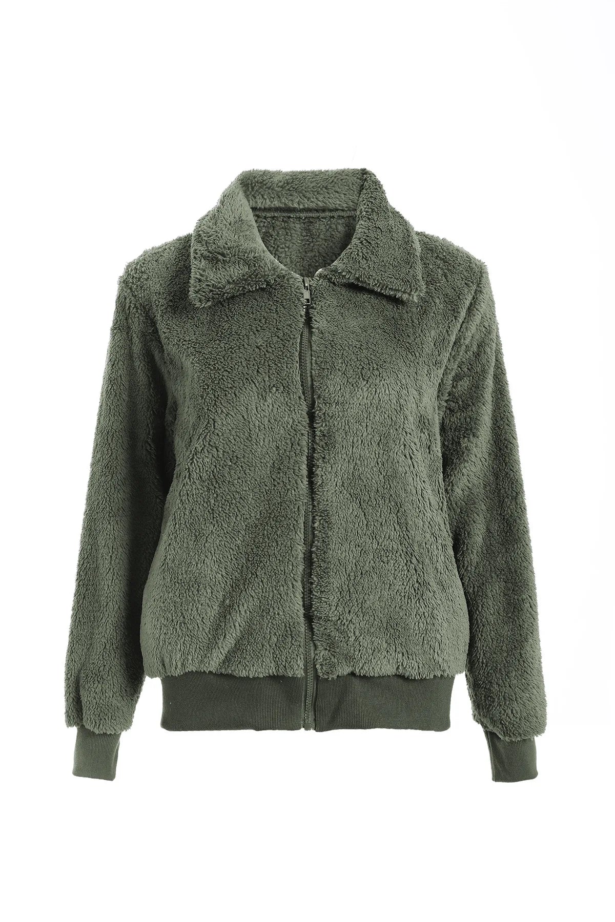 Women Thick Teddy Bear Pocket Fleece Jacket Winter Elegant Warm Coat Zip Up Outwear Overcoat Soft Fur Jacket Female Plush Coat