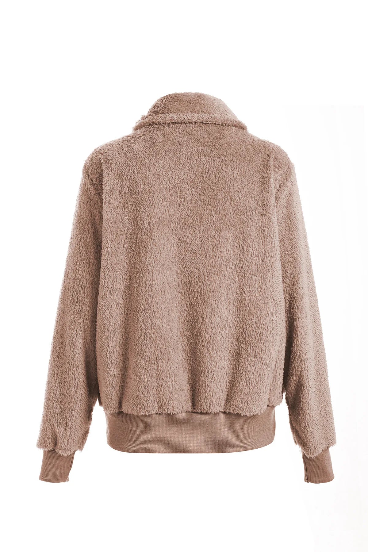 Women Thick Teddy Bear Pocket Fleece Jacket Winter Elegant Warm Coat Zip Up Outwear Overcoat Soft Fur Jacket Female Plush Coat