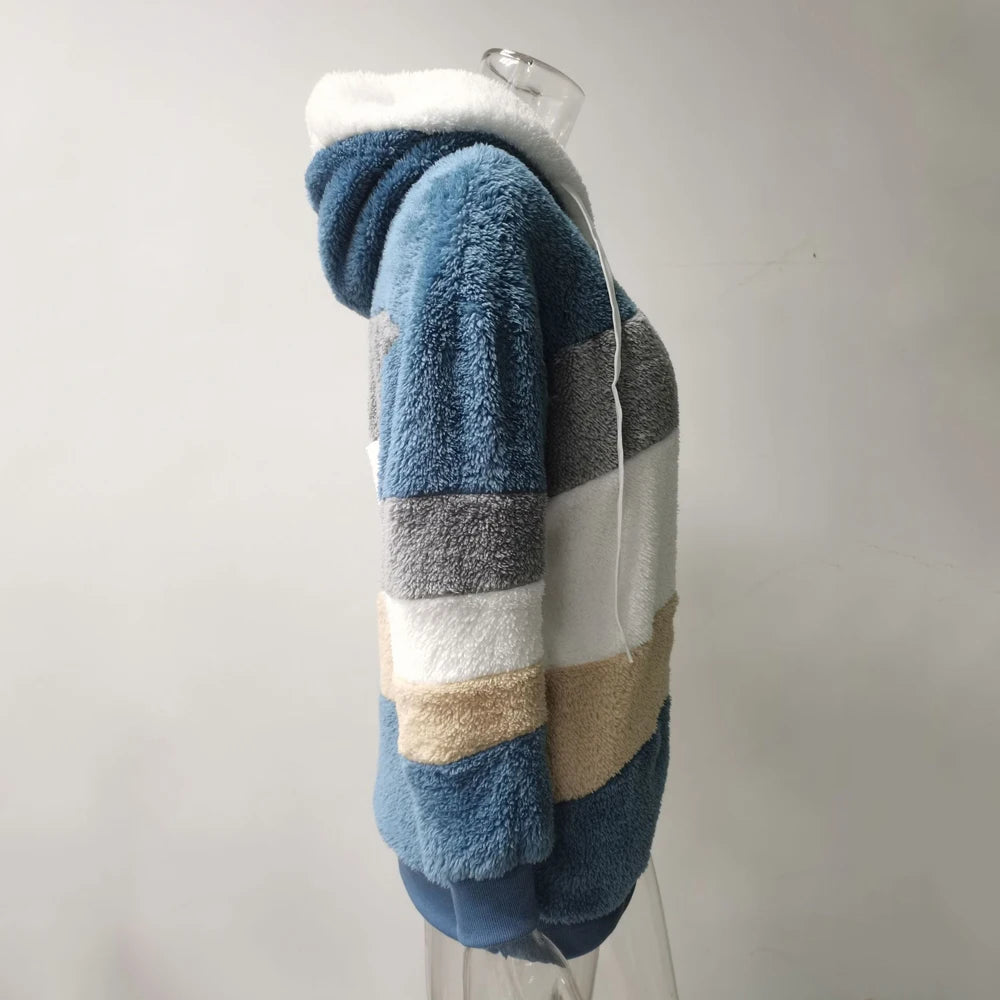 Women's Oversized color Block Hooded winter  Coat 2026