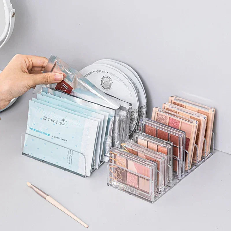 Makeup Organizer for Eyeshadow Palette Clear Acrylic Cosmetic Storage Box Desktop Multi-Grid Holder