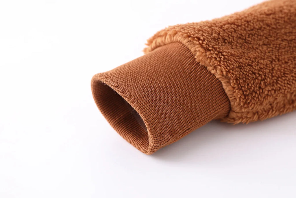 Women Thick Teddy Bear Pocket Fleece Jacket Winter Elegant Warm Coat Zip Up Outwear Overcoat Soft Fur Jacket Female Plush Coat