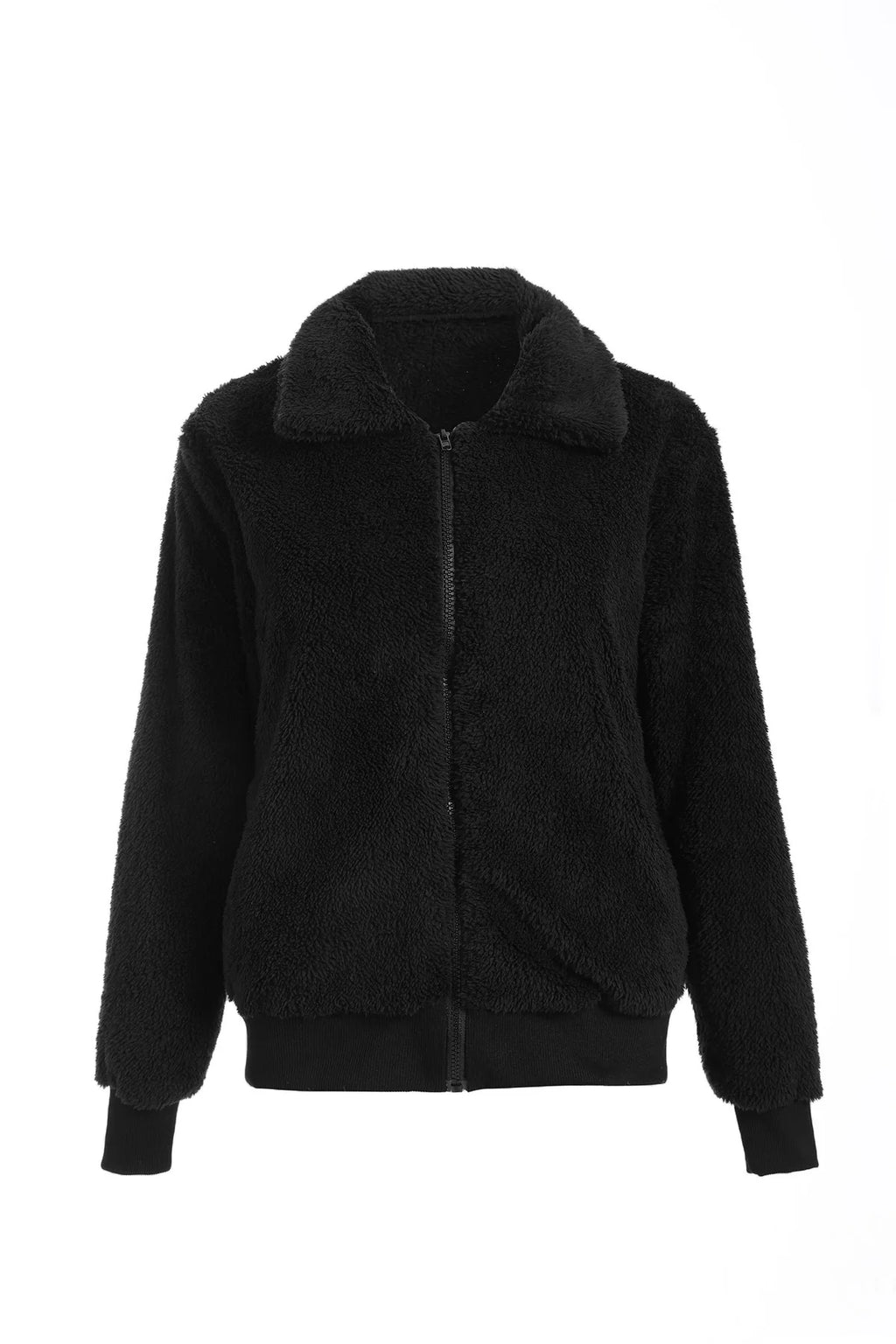 Women Thick Teddy Bear Pocket Fleece Jacket Winter Elegant Warm Coat Zip Up Outwear Overcoat Soft Fur Jacket Female Plush Coat