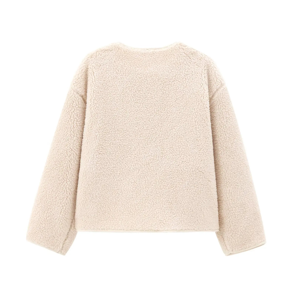 YENKYE New Women Soft Solid Teddy Jacket  Long Sleeve O Neck With Pockets Autumn Winter Outerwear Casual Lady Coat