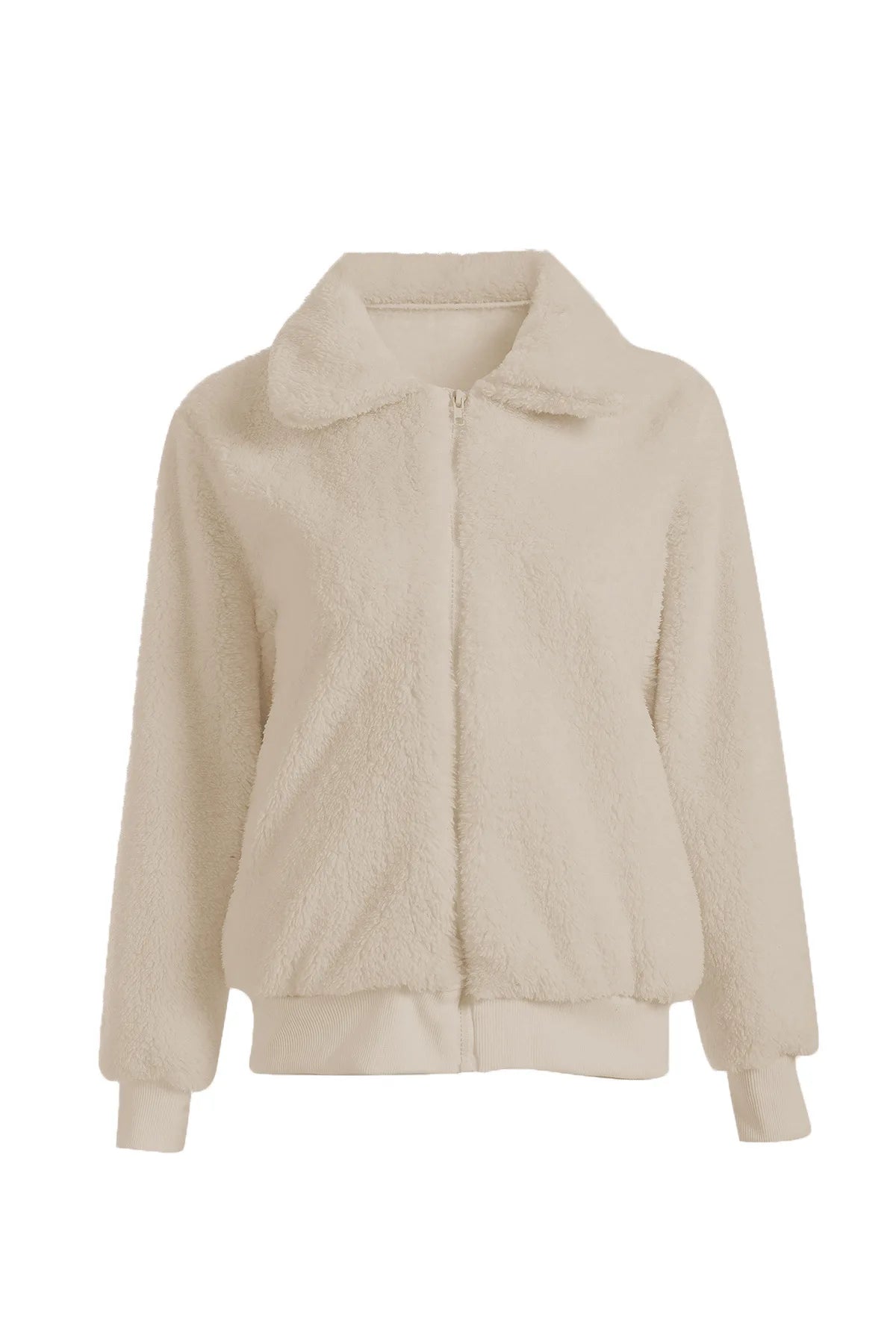 Women Thick Teddy Bear Pocket Fleece Jacket Winter Elegant Warm Coat Zip Up Outwear Overcoat Soft Fur Jacket Female Plush Coat