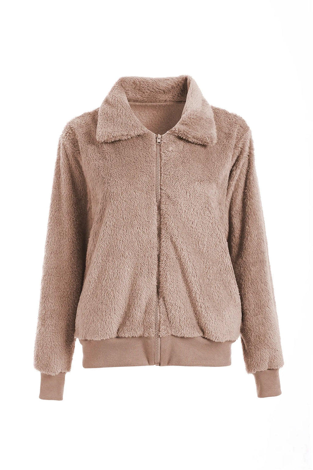 Women Thick Teddy Bear Pocket Fleece Jacket Winter Elegant Warm Coat Zip Up Outwear Overcoat Soft Fur Jacket Female Plush Coat