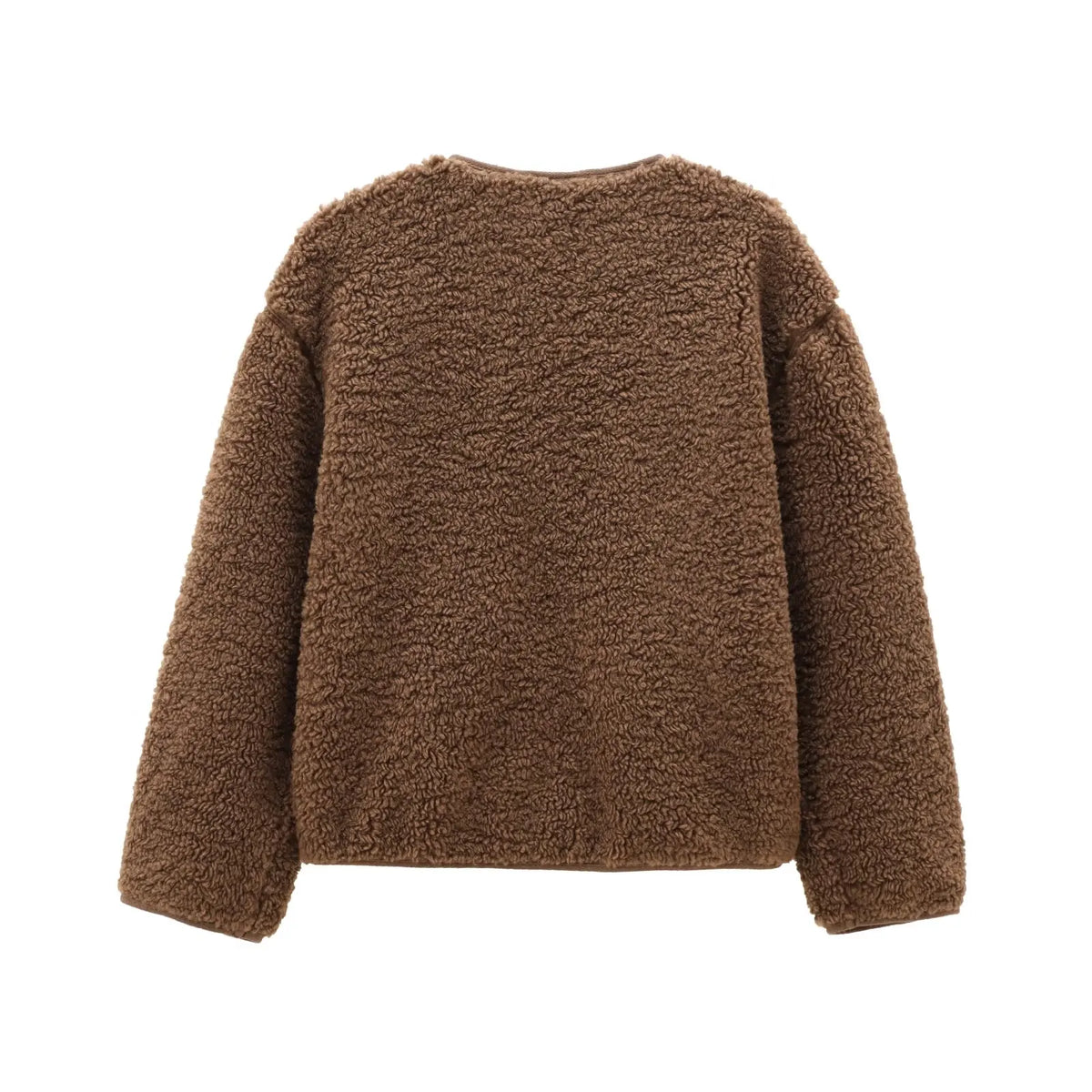 YENKYE New Women Soft Solid Teddy Jacket  Long Sleeve O Neck With Pockets Autumn Winter Outerwear Casual Lady Coat