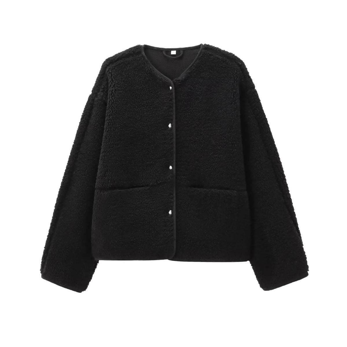 YENKYE New Women Soft Solid Teddy Jacket  Long Sleeve O Neck With Pockets Autumn Winter Outerwear Casual Lady Coat