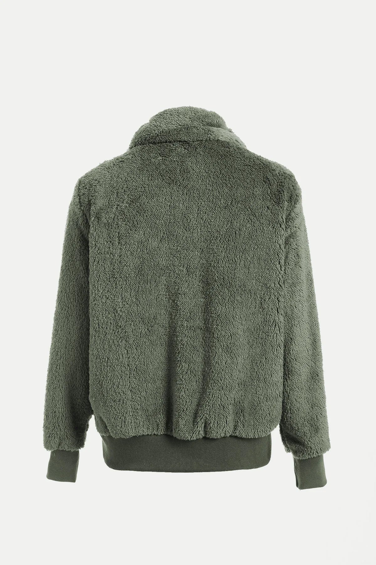 Women Thick Teddy Bear Pocket Fleece Jacket Winter Elegant Warm Coat Zip Up Outwear Overcoat Soft Fur Jacket Female Plush Coat