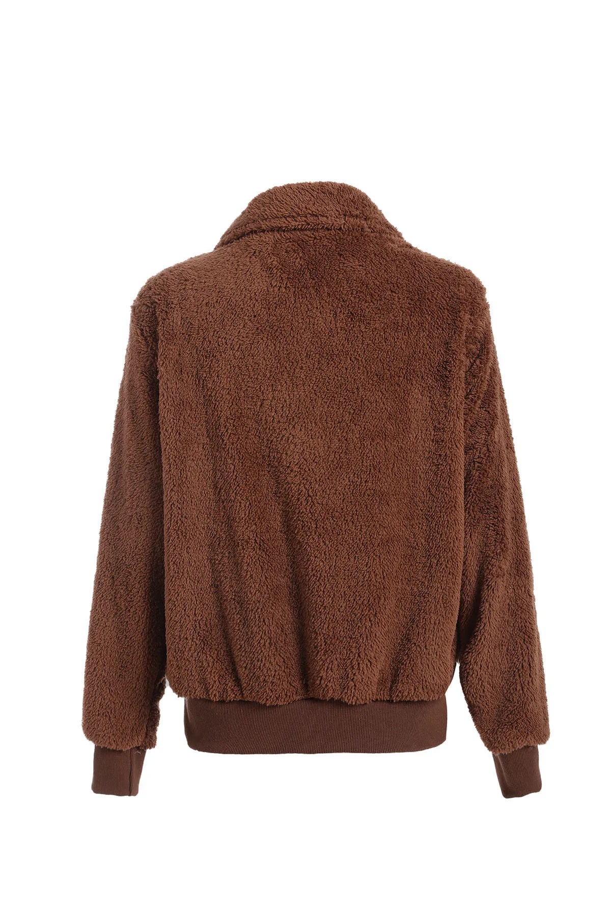 Women Thick Teddy Bear Pocket Fleece Jacket Winter Elegant Warm Coat Zip Up Outwear Overcoat Soft Fur Jacket Female Plush Coat