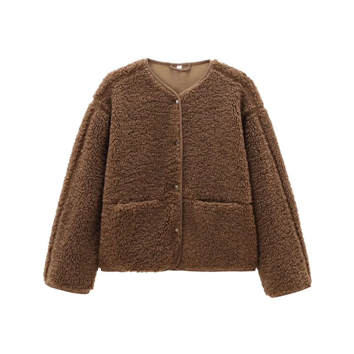 YENKYE New Women Soft Solid Teddy Jacket  Long Sleeve O Neck With Pockets Autumn Winter Outerwear Casual Lady Coat