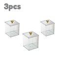 1/3pcs Clear Acrylic Makeup Organizer - Golden Handles Dustproof, Compact Desktop Vanity Box for Jewelry/Toothpicks/Beauty Tools